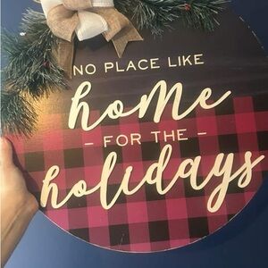 Festive Plaid Home For The Holidays Sign